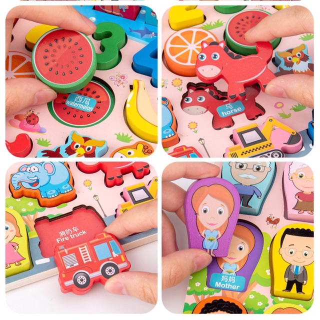 Đồ chơi bảng gỗ thông minh ghép hình câu cá vừa học vừa chơi dành cho các bé