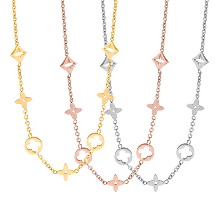 Dây chuyền nữ titan cao cấp chuỗi hoa 4 cánh siêu đẹp, bền màu, hợp thời trang, dễ phối đồ