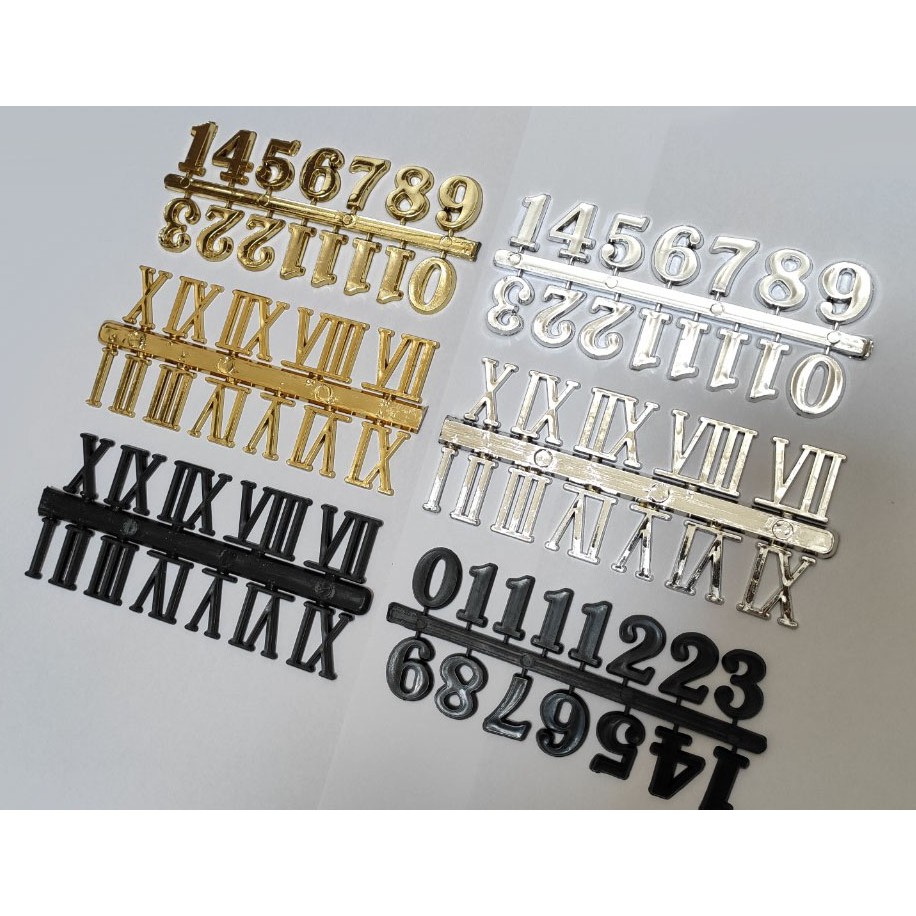 Chữ số nhựa cho mặt đồng hồ - chữ thường, chữ la mã