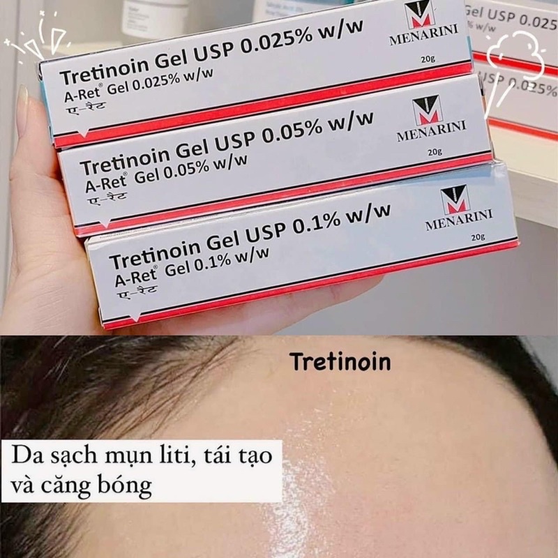 Gel dưỡng giảm mụn, phục hồi da Tretinoin A-Ret Gel USP Menarini Ấn Độ