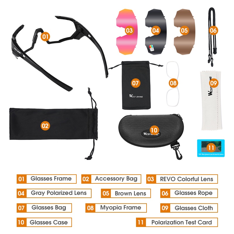 Kính bảo hộ WEST BIKING phân cực chống tia uv chống gió tiện dụng cho người đi xe đạp/ leo núi