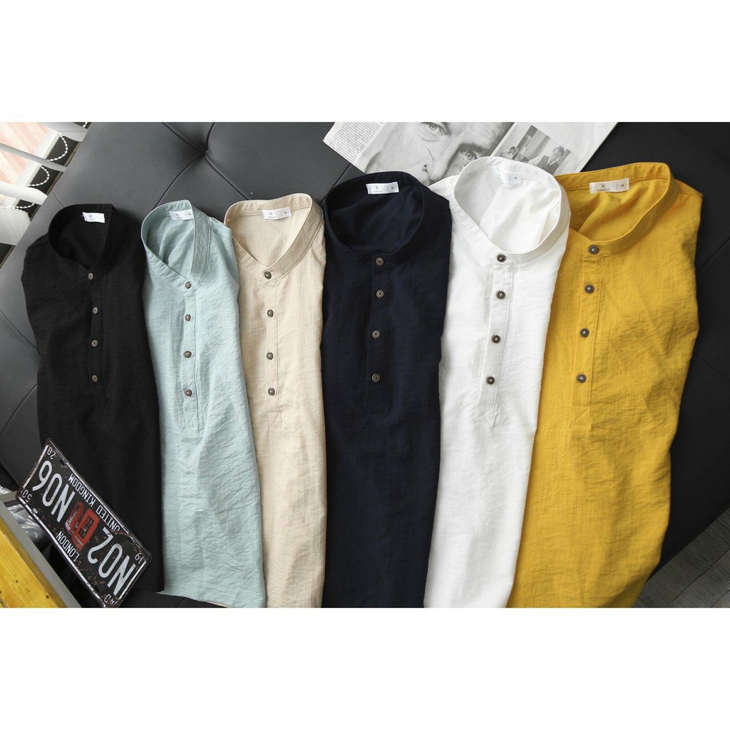 Áo Đũi Nam Cổ Tàu Tay ngắn Chất Đẹp Thoáng mát loại 1 Hot 2021 AD63 | BigBuy360 - bigbuy360.vn