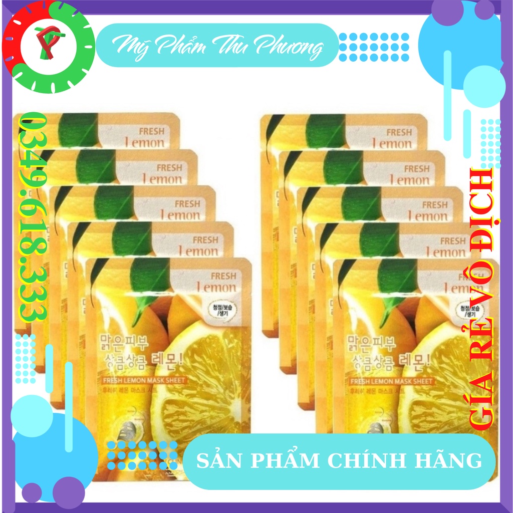 Mặt nạ Chanh Mỹ phẩm chăm sóc dưỡng da thiên nhiên Hàn Quốc chính hãng 3W Clinic Fresh Lemon Mask Sheet
