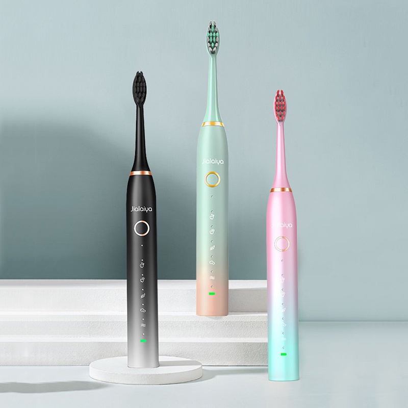 Bàn Chải Đánh Răng Điện Tử Siêu Âm 5 Chế Độ Làm Trắng Răng Tự Động JIALAIYA Kèm 5 Đầu Bàn Chả