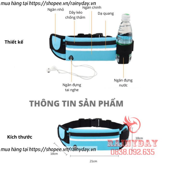 Túi đeo hông ngang bụng đai chạy bộ tập thể dục thể thao cho nam nữ đựng điện thoại chống nước