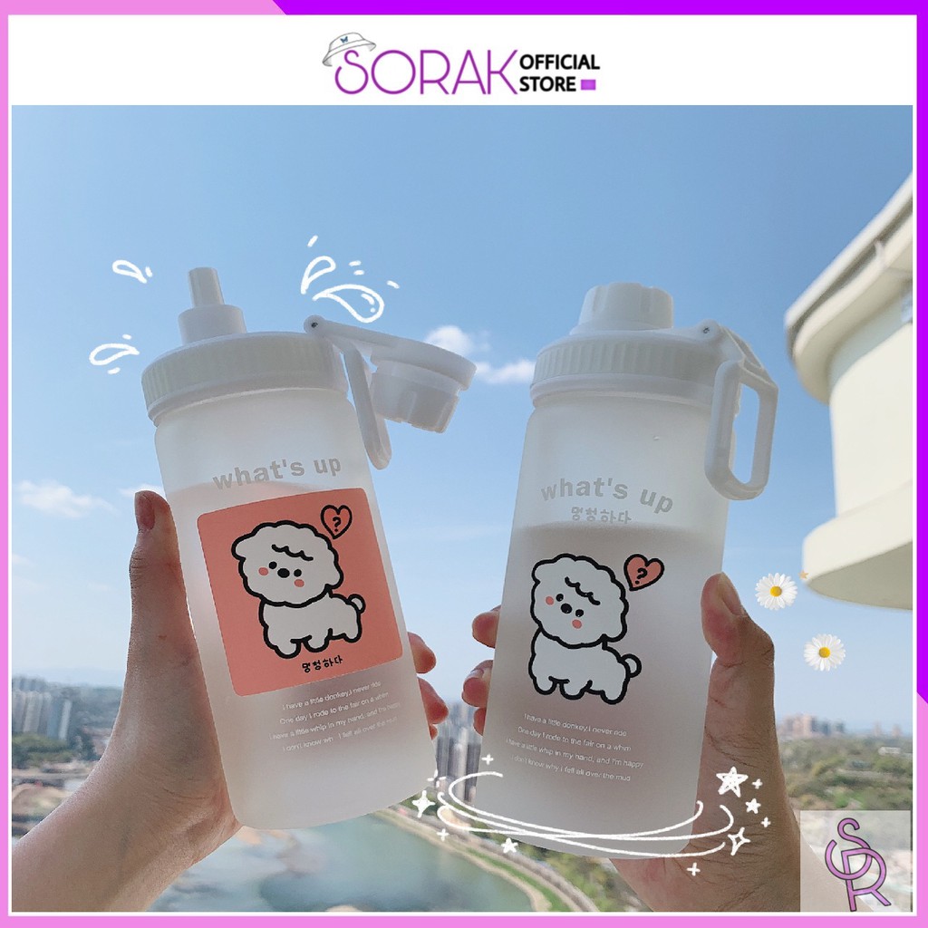 Bình Đựng Nước xinh xắn Thuỷ Tinh ĐI HỌC Hình Cừu cute 500ml BN1