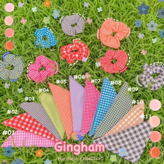 Khăn Bandana - Gingham - Khăn choàng bandana hoạ tiết ( Mua 1 tặng 1 scrunchies )