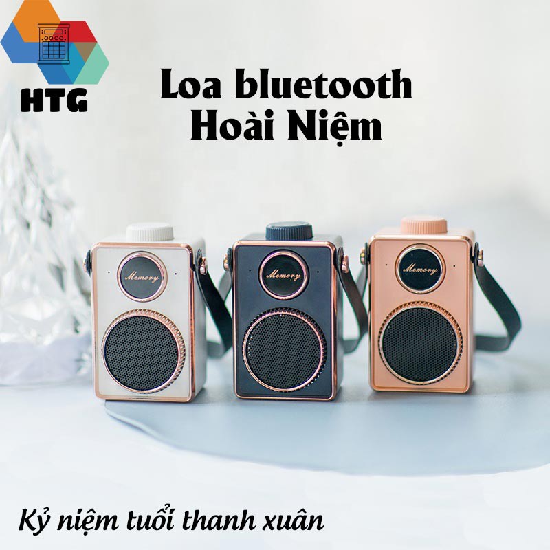 Loa bluetooth không dây mini Hoài Niệm Memory, có quai xách tiện lợi có dây sạc