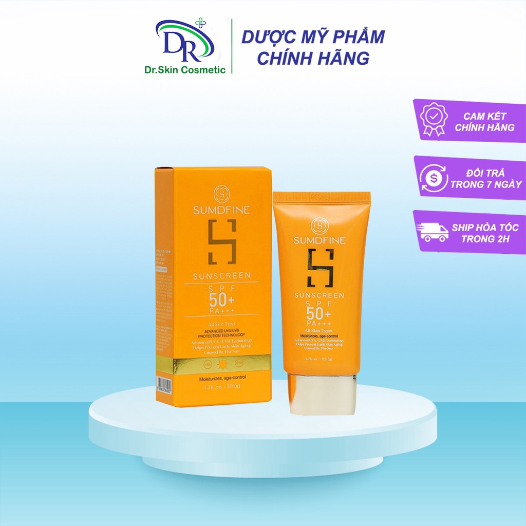 Kem chống nắng chính hãng SUMDFINE SPF 50+, PA+++ (50ml) - Chống lão hóa da, Sáng da, Kiềm dầu