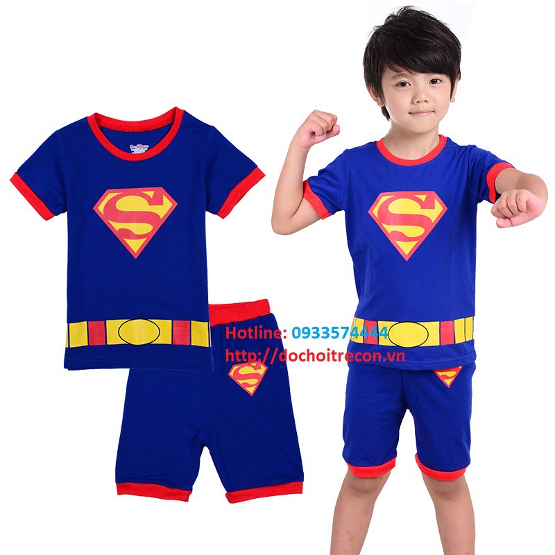 Bộ Pyjamas quần áo thun họa tiết theo phong cách siêu nhân