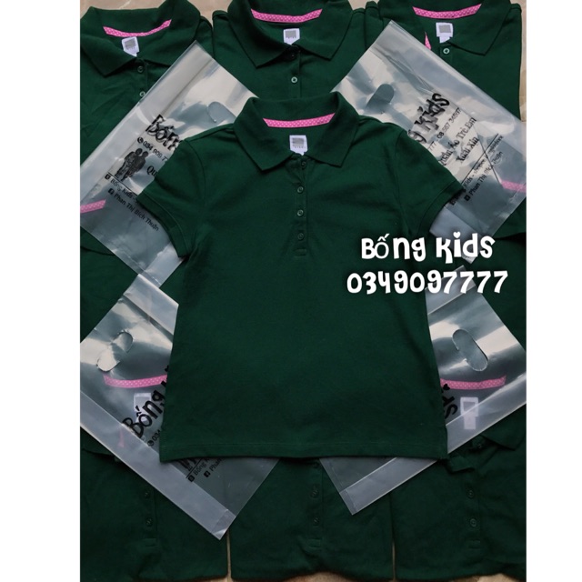 Áo Polo Bé Gái Xanh Rêu