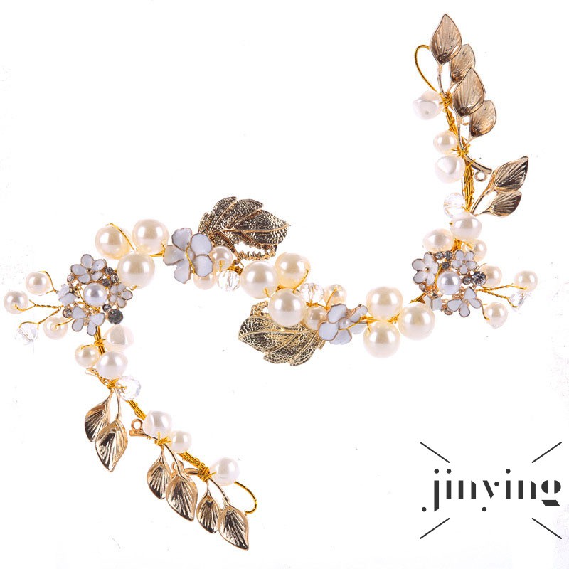 GETNOIVAS Vòng hoa cài tóc đính ngọc trai giả thiết kế thanh lịch cho nữ