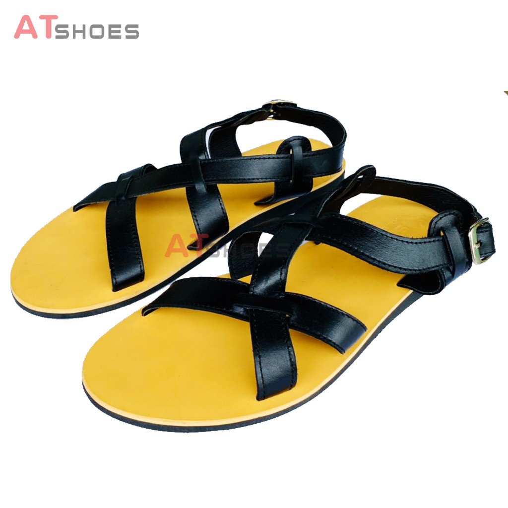 Dép Da Nam Cao Cấp Da Bò Thật Dép Sandal Nam Hàng Thiết Kế Trẻ Trung Đế Caosu Chống Nước Atshoes XDxn205