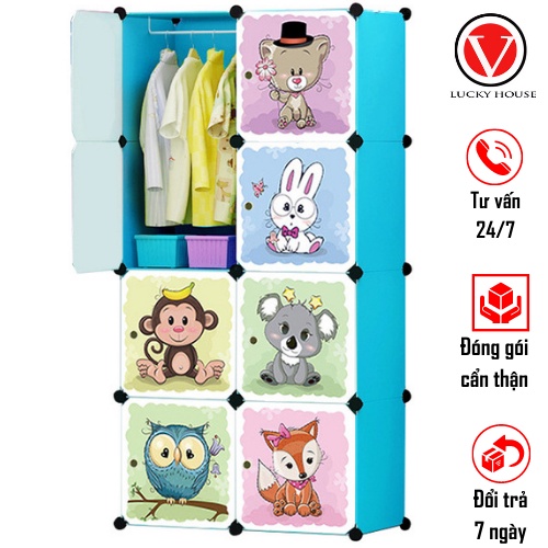 Tủ nhựa ghép 8 ngăn tủ quần áo người lớn đa năng V LUCKY HOUSE VLK30