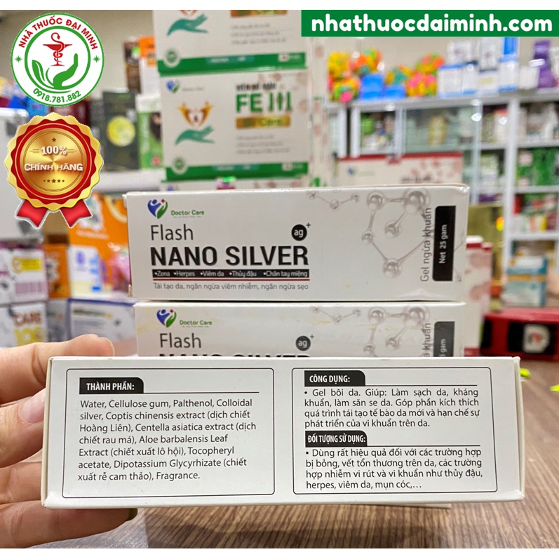 [Ảnh Thật] Gel Bôi Da Nano Bạc Flash Nano Silver 25g