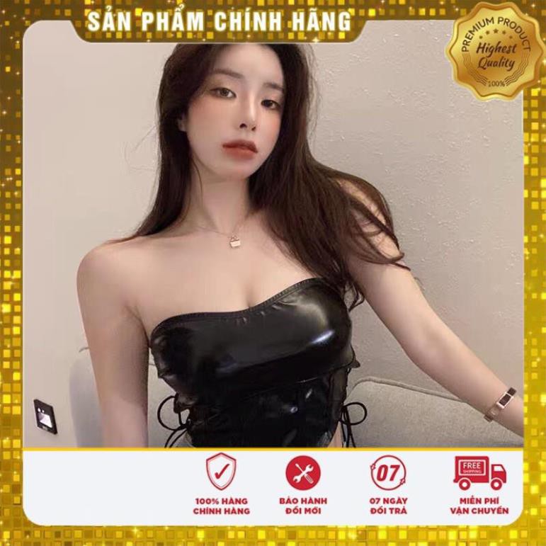 GIÁ GỐC áo crotop da nữ đan dây hông vạt tà xéo quảng châu cúp ngực