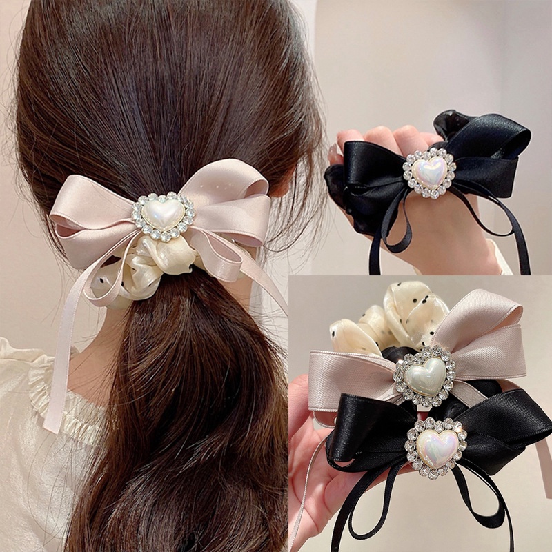 Dây Buộc Tóc Ruy Băng Lưới Đính Hạt Ngọc Trai Hình Trái Tim Cỡ Lớn 2022 Thời Trang Cao Cấp Cho Nữ