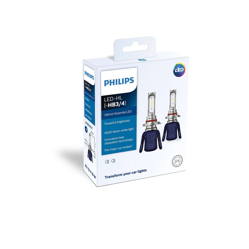 Đèn pha Philips Ultinon Essential LED chân H4 - H7 - H11 - HB3/4 - HS1 12V/17W - 6000K - Tăng sáng 100%