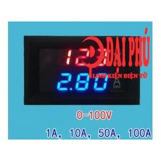 Đồng hồ đo điện áp và dòng điện dc 0-100v/50a + điện trở shunt