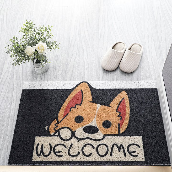 Thảm chùi chân chống trượt 3D hình Corgi, thảm lau chân hình thú cute, kích thước 40*60 cm, trang trí nhà thêm sinh động