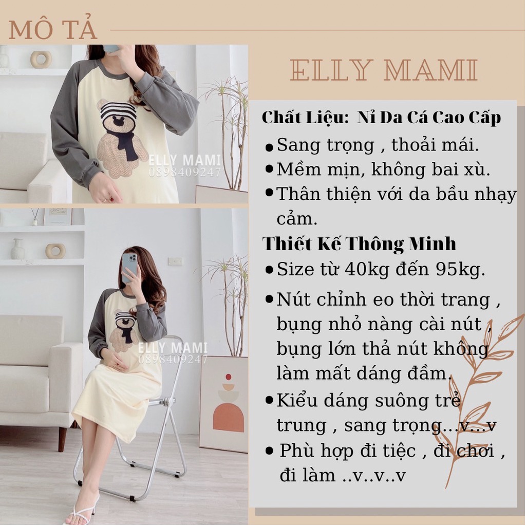 ( 40kg - 85kg ) Đầm Bầu , Bigsize Gấu Xinh Mặc Thoải Mái Suốt Thai Kì &amp; Sau Sinh  ( Kèm Ảnh Thật )