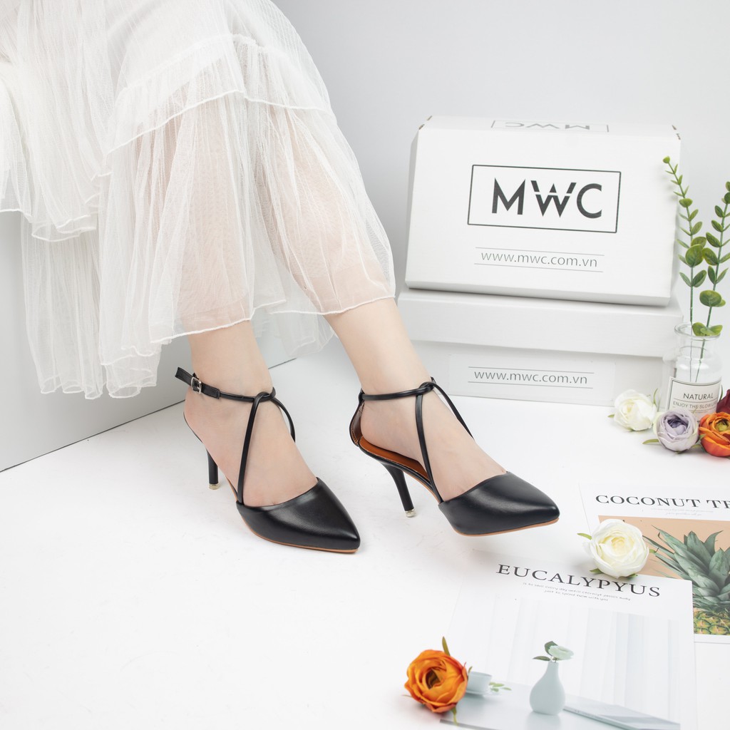 GIÀY CAO GÓT NỮ MWC- CAO GÓT BÍT MŨI ĐẾ NHỌN 7CM PHỐI DÂY MẢNH CHÉO SANG TRỌNG PHÁ CÁCH THỜI TRANG MWC NUCG-3935