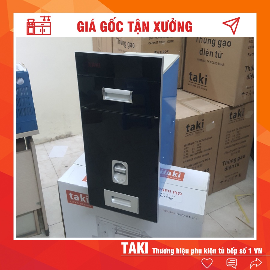 Thùng Đựng Gạo Thông Minh Lắp Tủ Bếp Mặt Gương Cao Cấp Chính Hãng Taki
