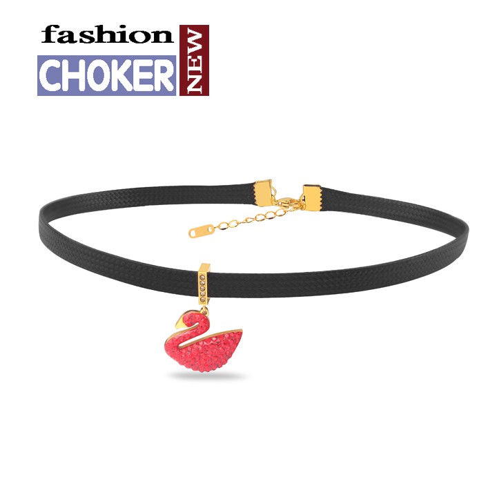 DÂY CHUYỀN TITAN CHOKER THIÊN NGA ĐÍNH ĐÁ ĐỎ TN295 BỀN MÀU SIÊU ĐẸP
