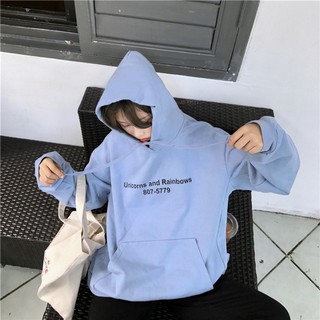 Áo Hoodie Trơn In Màu Xanh Thiên Thanh Nam Nữ Đều Mặc Được