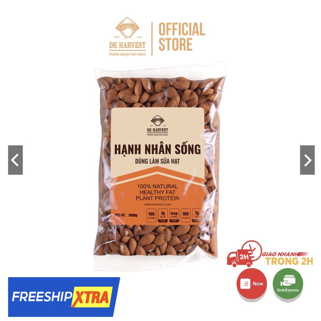 Hạt Hạnh Nhân Rang Mộc DK Harvest - Nhập khẩu Từ Mỹ - Hộp 250g/500g - tác dụng giảm cân, ăn kiêng, tốt cho bà bầu