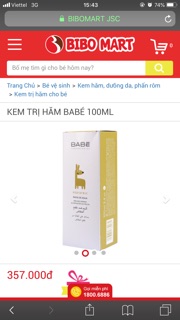 Kem trị hăm tã Babe 100ml (Nappy rash cream)
