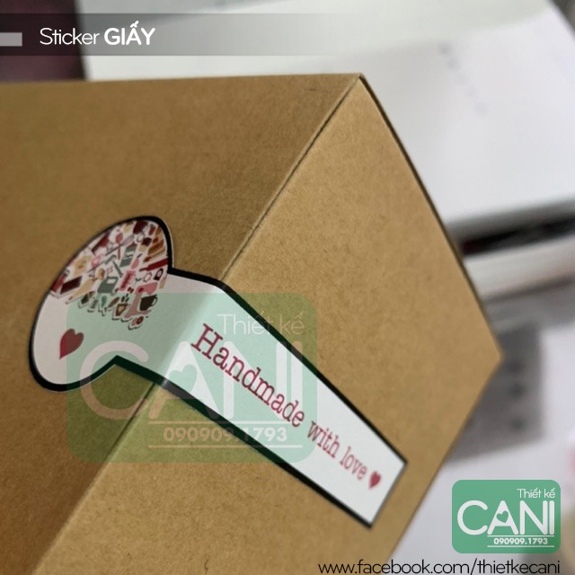 200c -500c Tem giấy Decal dán hộp  In theo yêu cầu Sticker nhãn giấy niêm phong CANI