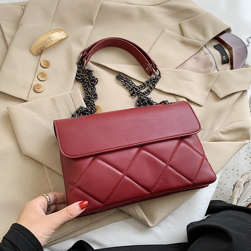 Túi đeo vai IELGY hình vuông cỡ nhỏ phối dây xích phong cách Hàn Quốc thời trang cho nữ