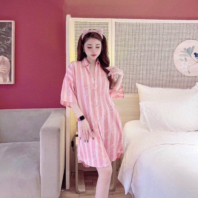 Đầm Váy Ngủ Sơ Mi Lụa - Đầm Mặc Nhà Sơ Mi Lụa Hoạt Hình Quyến Rũ chất satin cao cấp | BigBuy360 - bigbuy360.vn