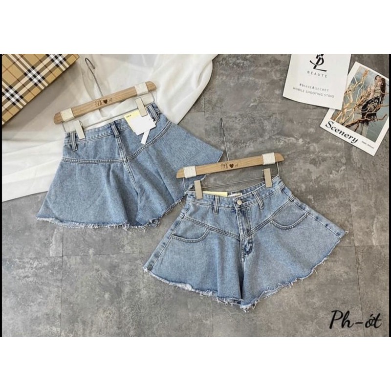 Quần Short jeans nữ giả váy dáng xoè cá tính