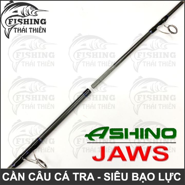 Cần Câu Cá Tra Ashino Jaws Cần Carbon 2 Khúc Máy Đứng Chuyên Câu Bạo Lực