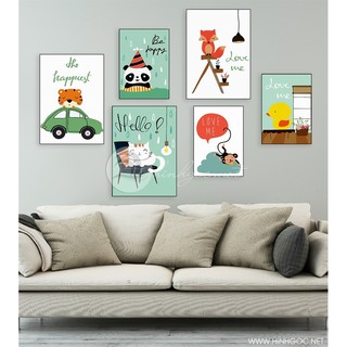 [HCM] Bộ 3 Tranh canvas giá xưởng- tranh treo tường chủ đề đáng yêu cho bé - Tặng kèm đinh đa năng không cần khoan tường