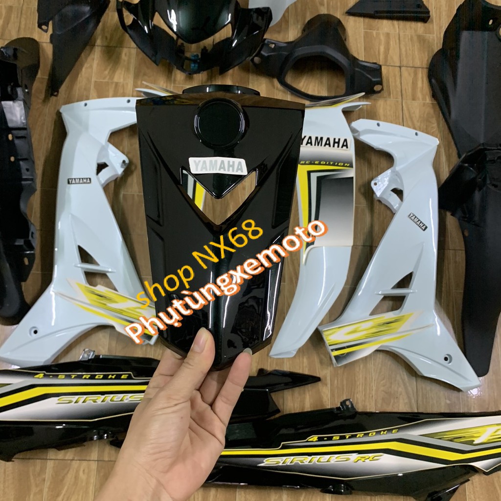 Bộ nhựa dàn áo xe sirius màu TRẮNG ĐEN -sirius RC nhựa nguyên sinh loại 1+tặng kèm tem SIRIUS