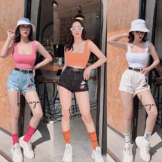 Áo croptop 2 dây bản to thun bozip