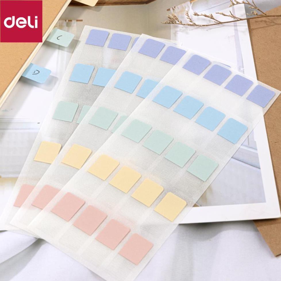 Giấy phân trang nhiều màu pastel - 28x25mm Deli - 21535 / 21536/ 21537 [Deli]