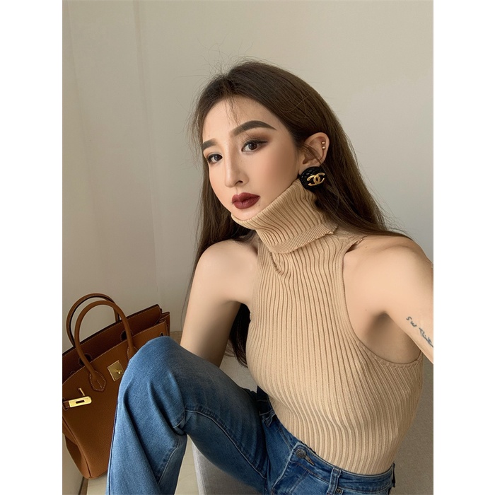 Áo kiểu dệt kim cổ cao ôm dáng vừa vặn thời trang