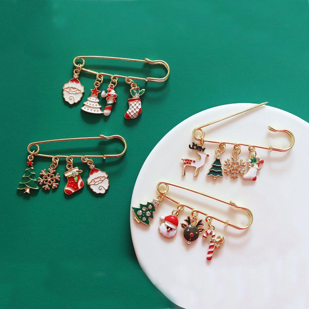 Ghim Cài Áo Hình Hoa Tuyết / Ông Già Noel / Chuông / Cây Thông Giáng Sinh