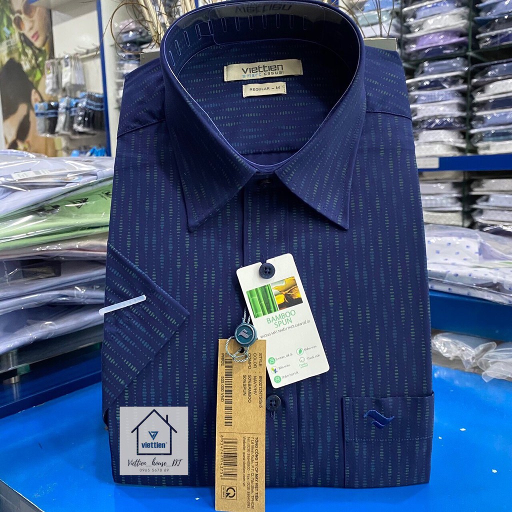 ÁO SƠ MI VIỆT TIẾN SMART CASUAL TAY NGẮN VẠT NGANG VẢI SỢI TRE 6N0212NT5/Sn5