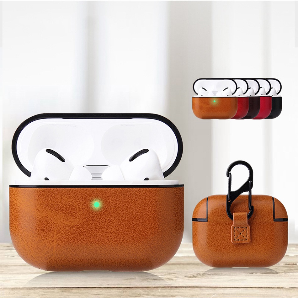 Vỏ Bọc Hộp Sạc Tai Nghe Không Dây Suntaiho Dành Cho Apple Airpods Pro 3 Pods 1/2 Bằng Da PU Kèm Móc Chống Mất