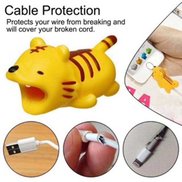 [20 mẫu] Phụ kiện thú silicon bọc bảo vệ đầu dây cáp sạc USB Cable Bite siêu cute siêu dễ thương Educase.vn