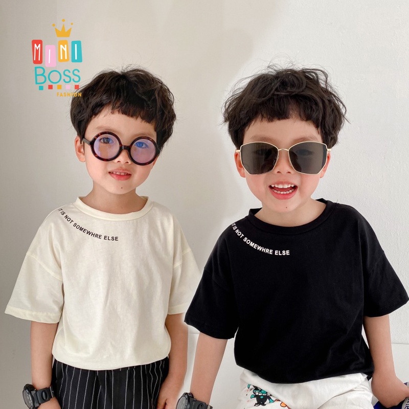 Áo thun cho bé trai bé gái chất cotton mềm MiniBoss | Áo thun tay lỡ cho bé Quảng châu