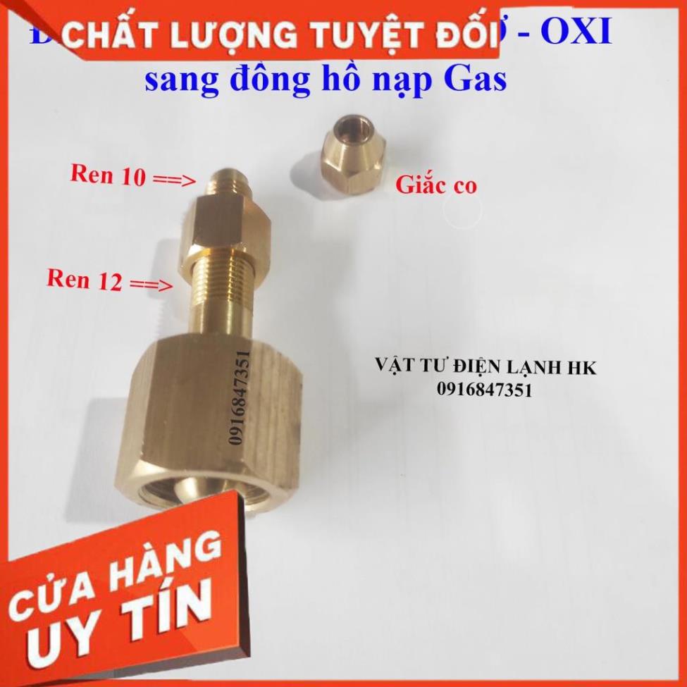 Bộ đầu chuyển đổi bình khí nito, oxy sang đồng hồ áp suất nạp Gas - Đầu chuyển Ni tơ gió đá dây nạp ga