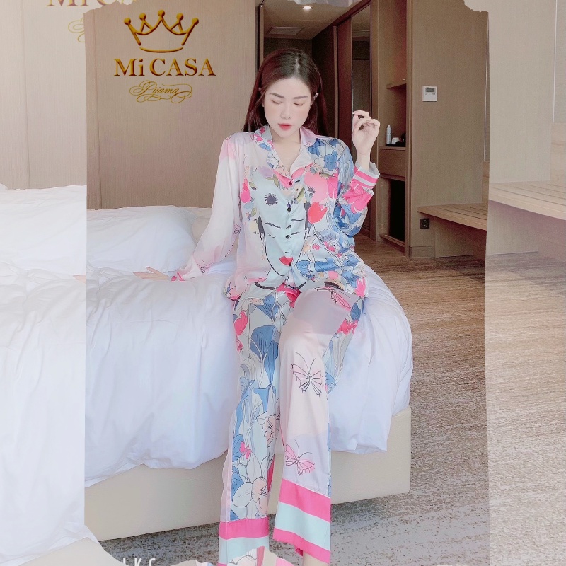 Đồ bộ Pijama Lụa Satin Tay dài quần dài Form dưới 60k kí nhiều mẫu | BigBuy360 - bigbuy360.vn