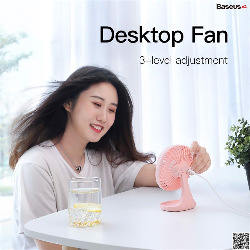 Quạt mini để bàn Baseus Baseus Pudding-Shaped Fan ( 3 mức tốc độ - Mini USB Air Cooling Fan Clip Desk Fan) - Chính Hãng