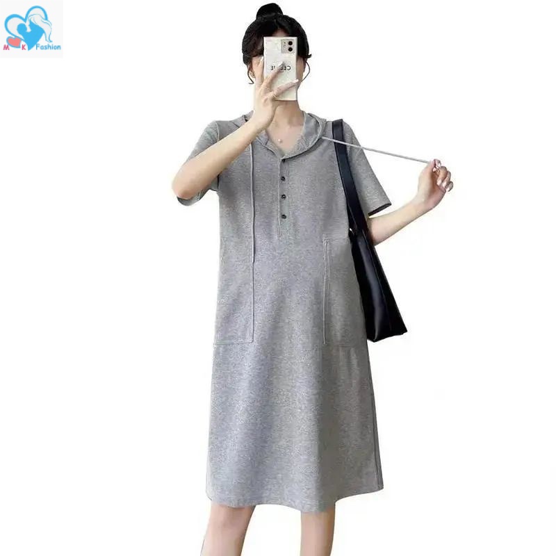 Mom&Kids High Quality Đầm Ngắn Tay Dáng Rộng Phong Cách Phương Tây Cho Phụ Nữ Mang Thai Cỡ 40-150KG